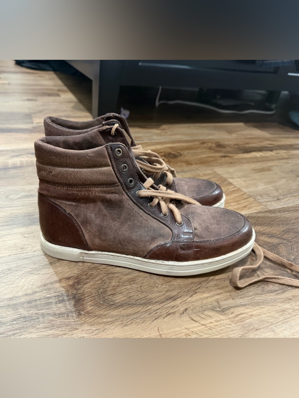 Bed Stu Brown Canvas & Leather High-Top Sneakers - Picture 2 of 4